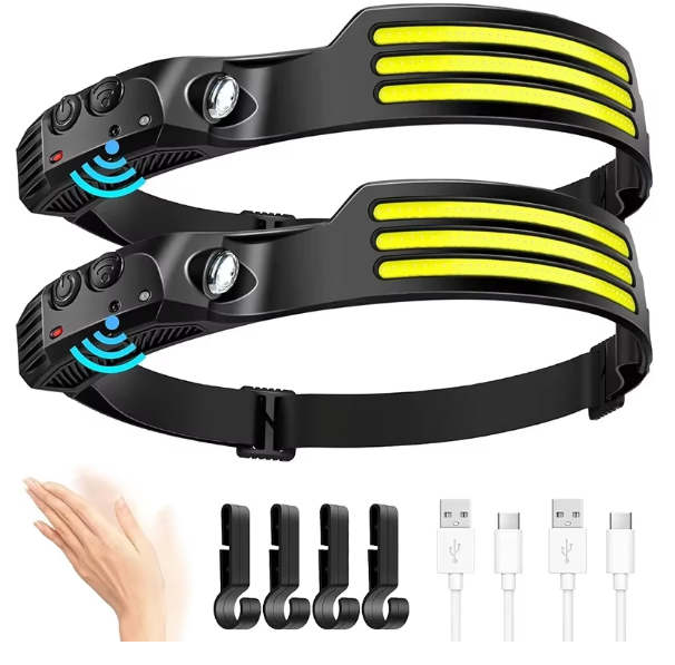 USB Rechargeable COB LED Induction Headlamp With 1200mAh Built-in Battery Head Flashlight Outdoor Camping Fishing Head Lantern